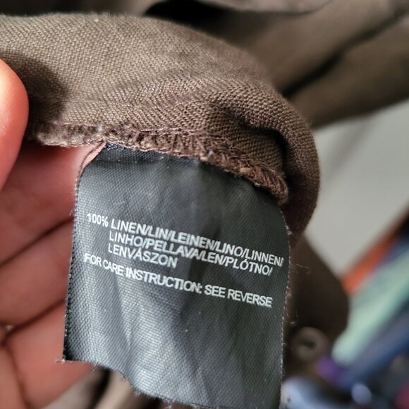 Brown linen belted Mexx dress - Picture 3 of 4